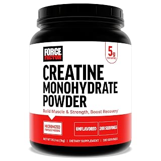 Force Factor Creatine Monohydrate Powder (1KG), 5g Micronized Dose to Support Muscle Growth, Strength, Recovery, Cognitive Health & Memory, Unflavored, 200 Servings - Amazon product rated Grade A