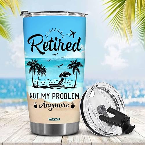 Miniatura 3 de WHIDOBE Regalos de jubilación  Regalo de Navidad para jubilación  Jubilado no es mi problema más  Taza de jubilado para hombres, mujeres, papá,