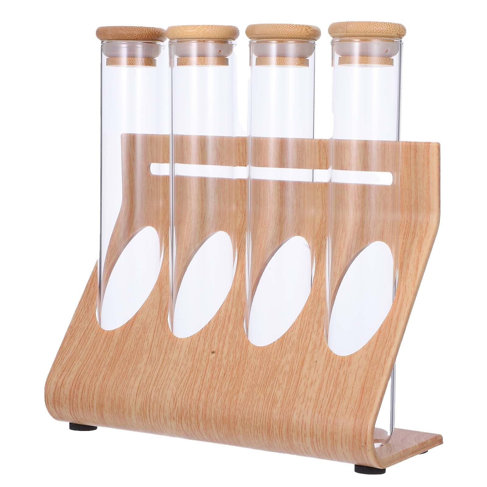 GLEAVI PréSentoir À Grains De Café Transparent Support Tube À Essai En Verre Pour Cuisine Bar Salon De Thé Rangement Pratique Multifonction