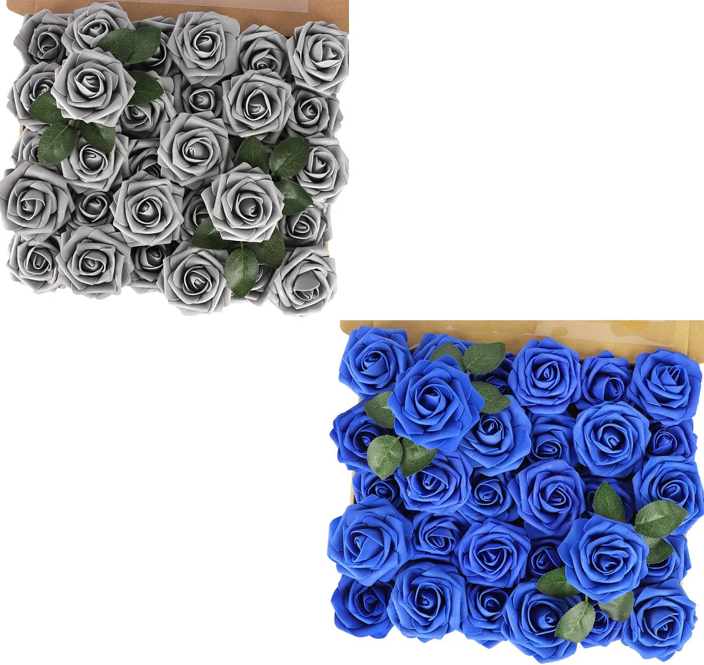 MACTING Artificial Rose Flowers, Real Touch for DIY, Bouquets, Wedding Party, Baby Shower, Home, Christmas Tree Decoration, 60 Pieces