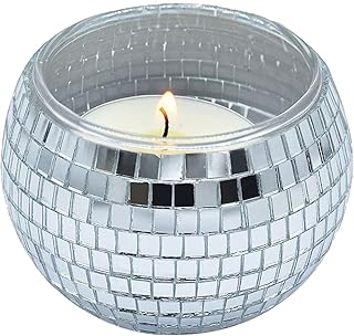 Disco Ball Silver Votive Candle Holder Jar Thick Acrylic Mirrored Ball Candle Stand Container for Wedding Table Decors