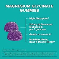 Vista 3 de Qunol Magnesium Glycinate Gummies, 120mg of Magnesium Glycinate, High Absorption, Mixed Berry, 90 Count (Pack of 1)