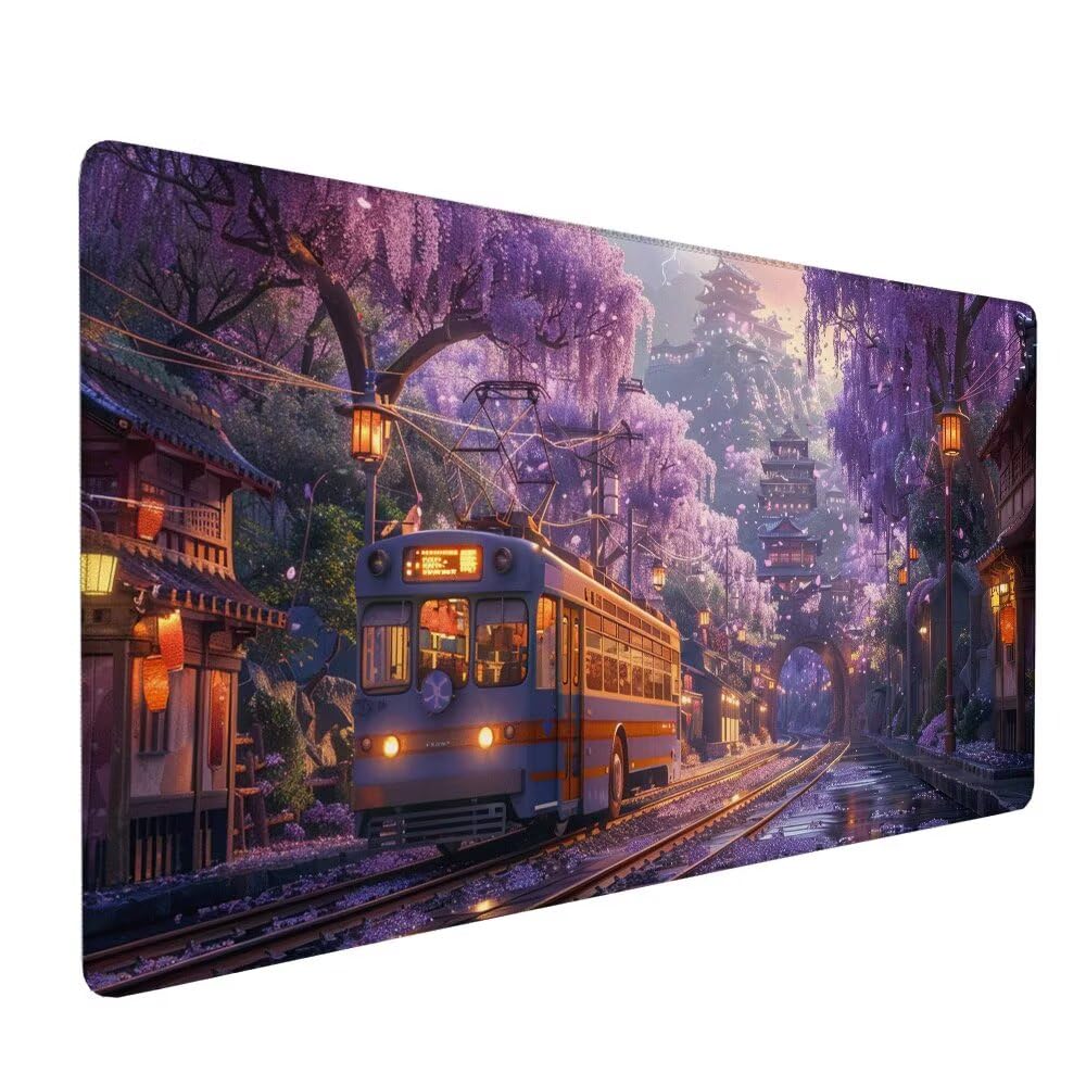 Giappone Tappetino Mouse XXL 1000x500x3mm, Gaming Tappetino Mouse Treno Mousepad con Base in Impermeabile Gomma Antiscivolo per Tastiera Computer Ufficio Idea Regalo Festa del Papà e Compleanno X-850