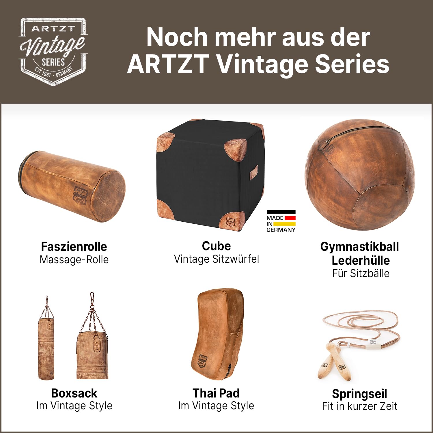 ARTZT Vintage Series Boxhandschuhe Rindsleder | Authentischer Vintage-Look | Ideal für Sparring, Boxsack & Pratze | Für Männer, Frauen & Jugendliche | Handgelenkschutz | Umweltfreundliche Verpackung