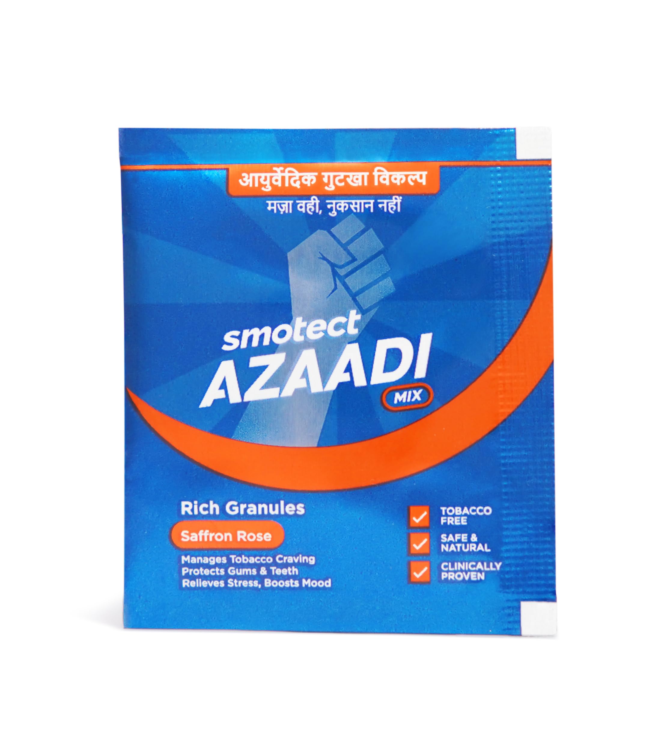 Smotect Azaadi Mix | World's 1st - Ayurvedic Gutkha Viklap | Clinically Proven | FDA Approved | 100% Safe and Natural | Tobacco-Free | Maza Wahi, Nuksaan Nahi | Pack of 25 | Safron Rose Flavour