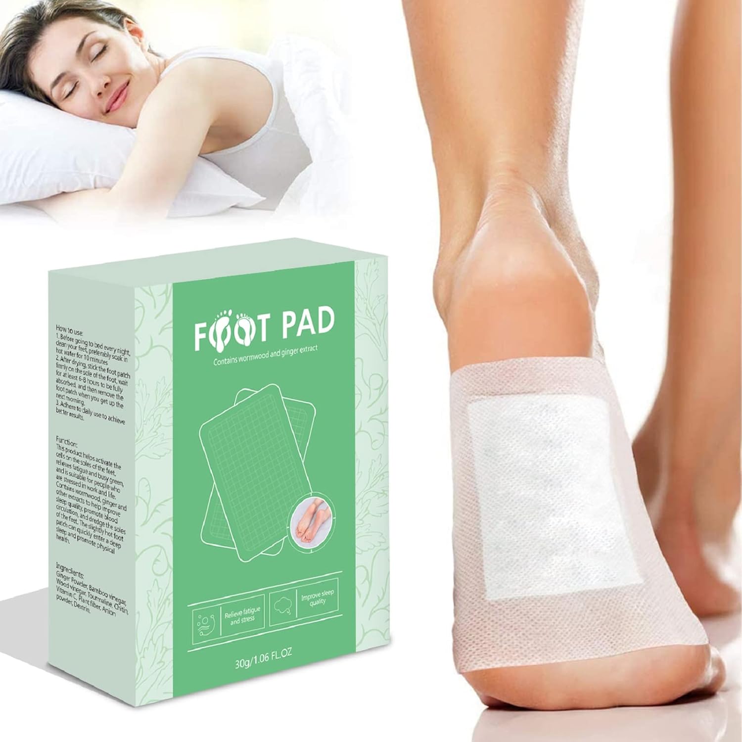 40PCS- Natural Cleansing Foot Pads, Deep Cleansing Pads with Ginger, Wormwood, Bamboo Vinegar for Foot Care, Relieve Fatigue, Suitable for Travel or Home Use 40PCS- Natural Cleansing Foot Pads, Deep Cleansing Pads with Ginger, Wormwood, Bamboo Vinegar for Foot Care, Relieve Fatigue, Suitable for Travel or Home Use