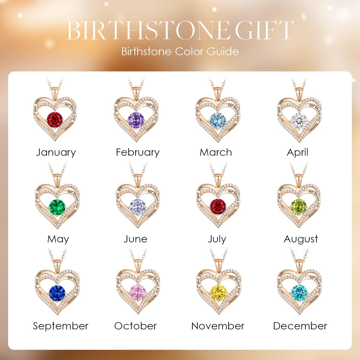 CDE Forever Love Heart Women Necklace 925 Sterling Silver Rose Gold Plated Birthstone Pendant Necklaces for Women with Cubic Jewelry Gifts Birthday Gift for Mom Women Wife Girls Her : Clothing, Shoes & Jewelry