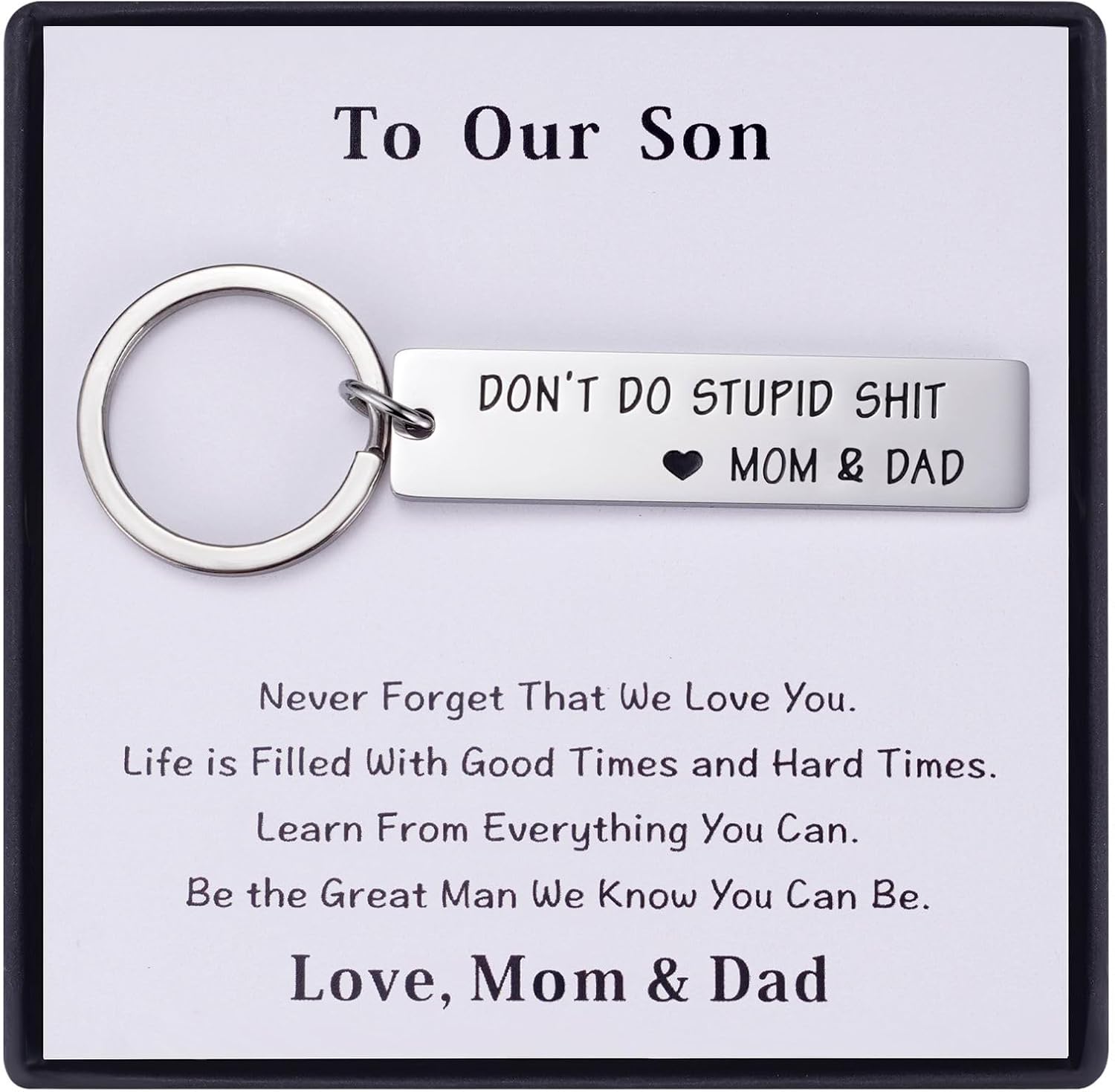 Don't Do Stupid Keychain Gifts for Teen Daughter Son from Mom Dad, Graduation New Driver First Car Reminder Gift