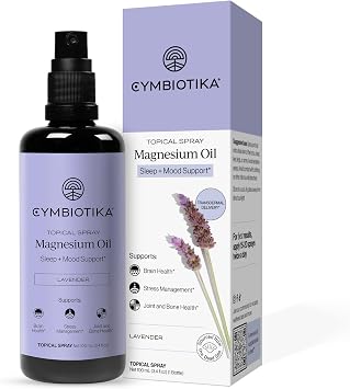 CYMBIOTIKA Topical Magnesium Oil Spray for Body, USA Made, Supplement for Leg Cramps, Muscle, Joint Health & Sleep Support, Includes Magnesium Chloride, Lavender Extract, Aloe Vera - Skin Applicator | Transdermal magnesium chloride with lavender, aloe & arnica. Absorbs in minutes. USA made, cruelty-free, third-party tested.