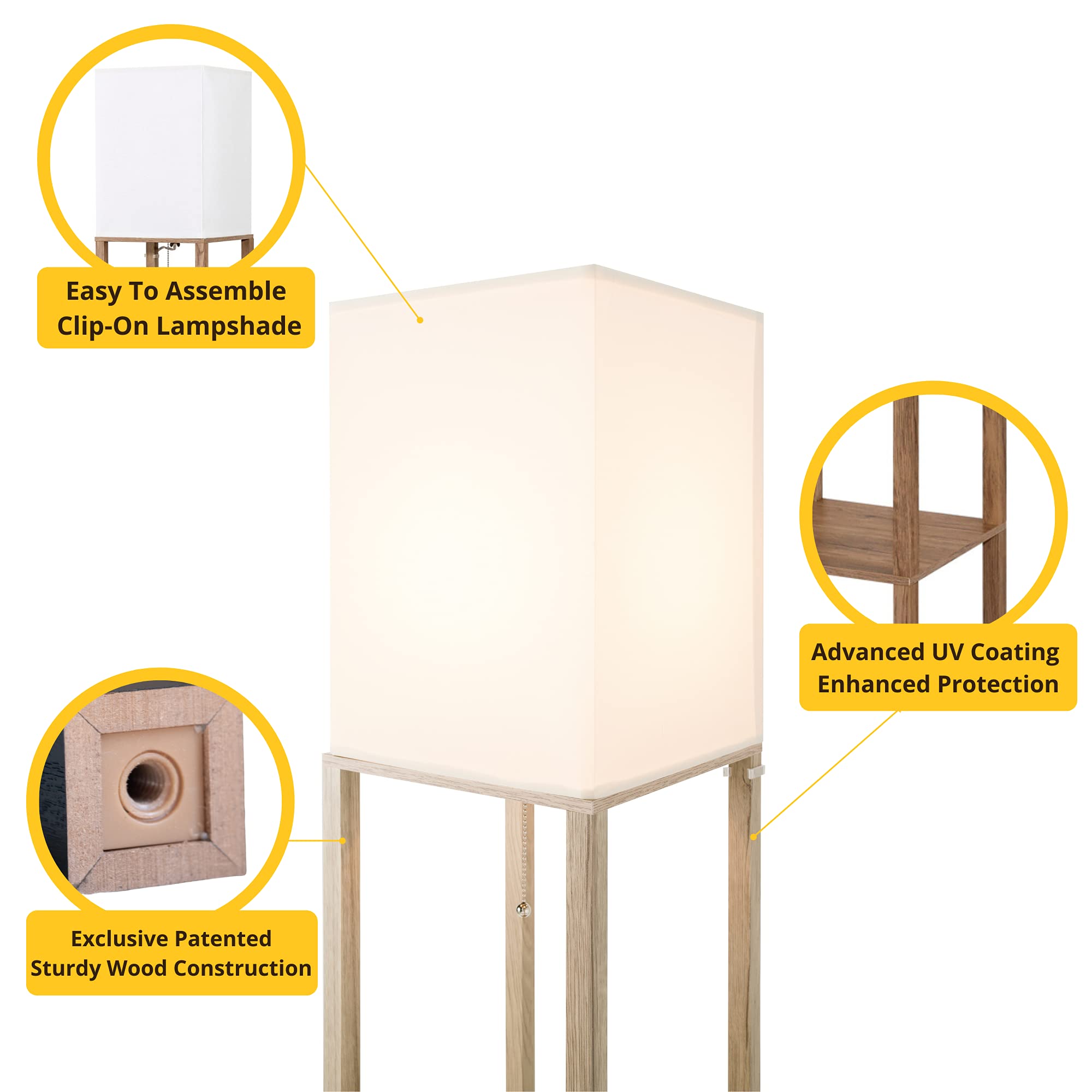 Buy ATAMIN Alvis Floor Lamp with Shelves, Modern LED Standing Floor Lamp with 3Tier Shelves