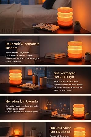 Modern Abajur Masa Lambası – Sıcak ve Yumuşak Işık, Dekoratif Minimal Tasarım, Yatak Odası, Komodin, Salon ve Gece Lambası Kullanımı İçin Tak Çalıştır Montaj Gerektirmez [Enerji Sınıfı A++]