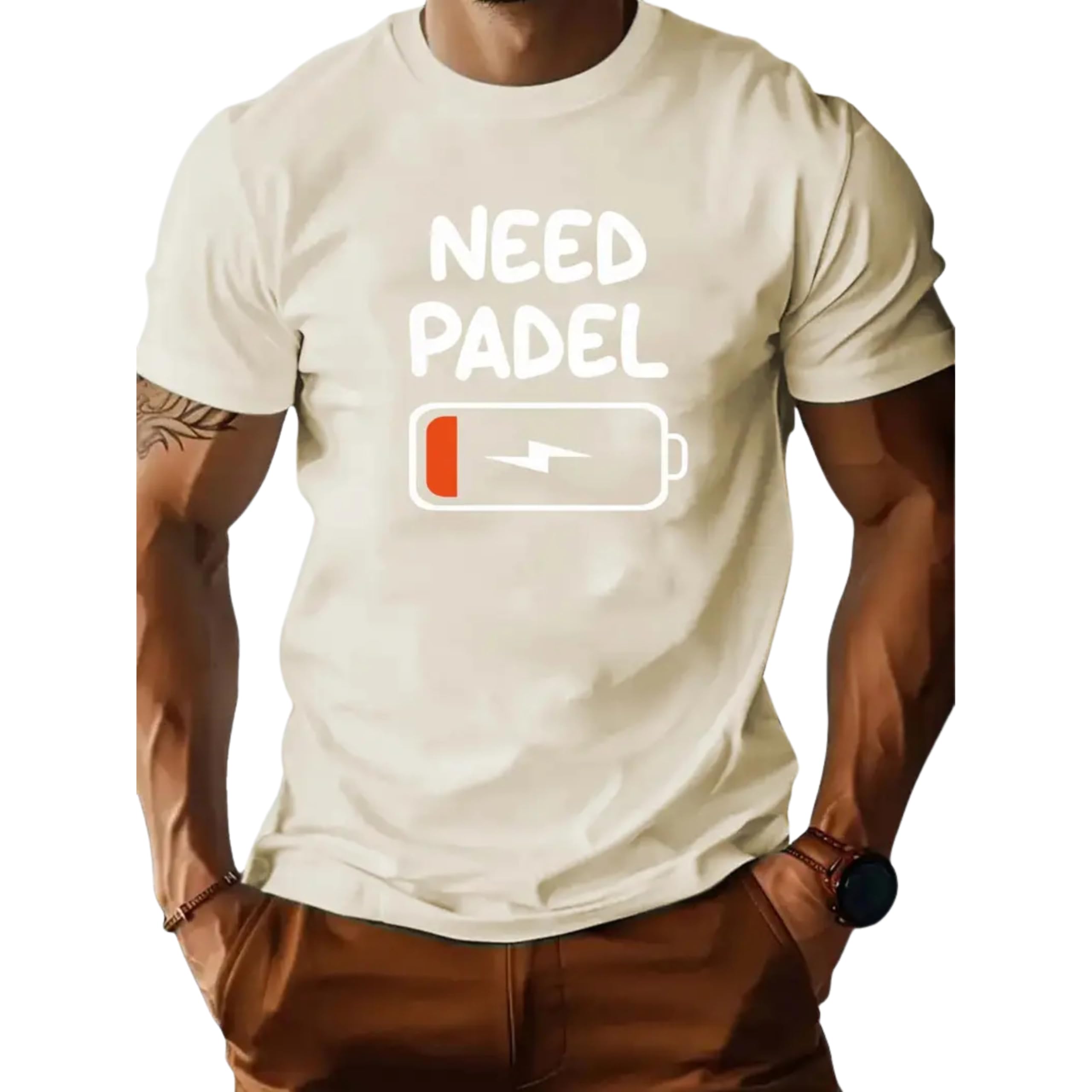 Men’s Black Graphic Print Short Sleeve T-Shirt – “NEED PADEL” – Breathable Casual Tee for Summer Outdoor Training, Gym, and Leisure Activities