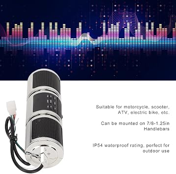Septpenta Waterproof Bluetooth Motorcycle Stereo Speakers, Built in Installation Tool, Plug and Play, 10M Connections Distance, DC 12V Audio Sound System for 7/8 to 1.25 in Handlebars(Silver)