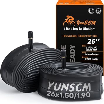 YUNSCM 2-PCS Heavy Duty 26" Bike Tubes 26x1.50/1.75/1.9038/48-559 32mm Schrader Valve 26 Bicycle Inner Tubes Compatible with 26 x 1.50 26 x 1.75 26 x 1.90 Bike Bicycle Tire Tubes