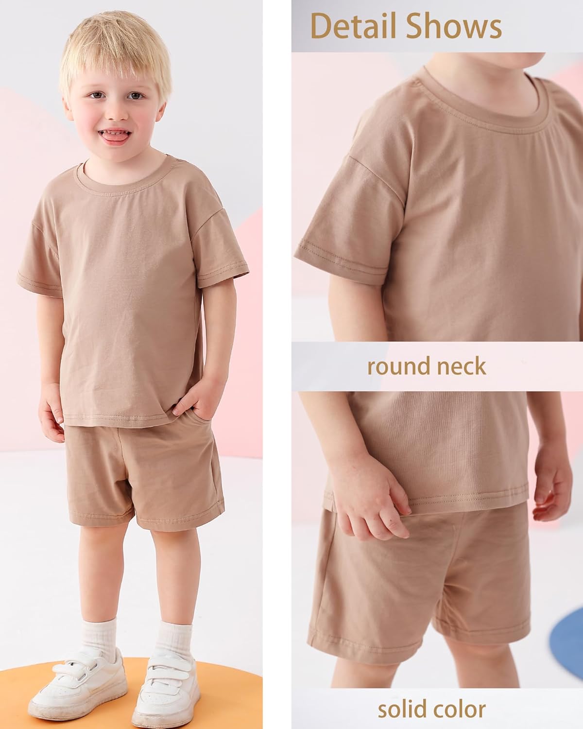 Toddler Boy Summer Outfits 3T 4T 5T Boys Clothes Kids Solid Shorts Set Cotton 2 Piece Clothing Sets - Image 4