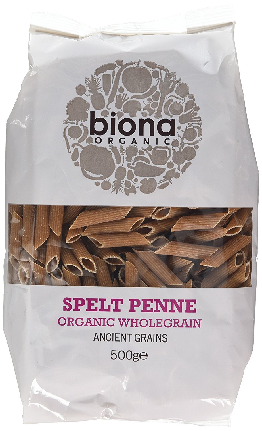 Biona Organic - Spelt Pasta Wholegrain - Penne - 500g (Pack of 5)