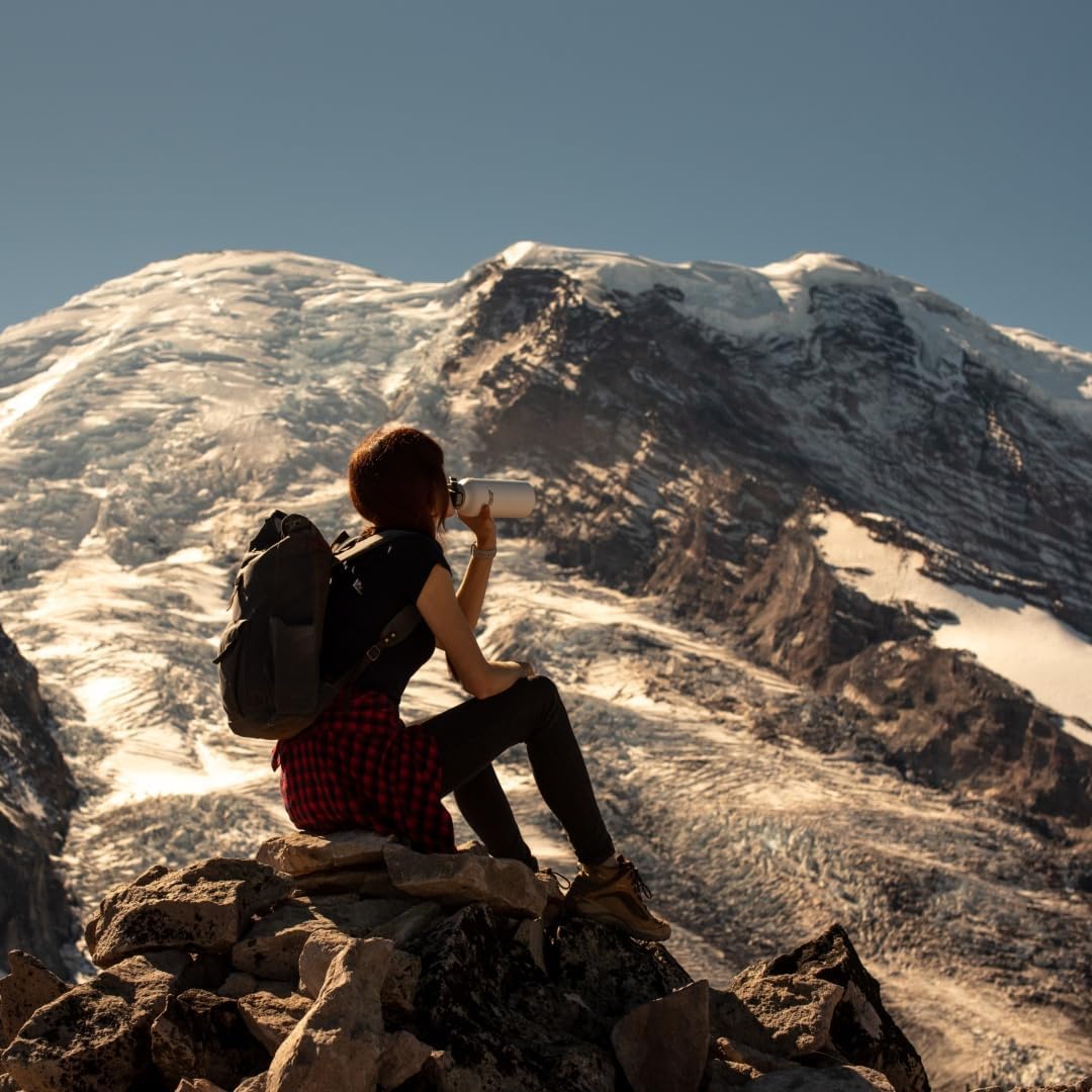Healthy Human Stainless Steel Water Bottle | Double Walled Vacuum Insulated Water Thermos for Adults | Eco-Friendly Travel Bottles with Leak Proof Lid (Pure Black, 32 oz/ 946 ML) - Image 4
