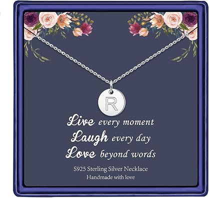 Hidepoo Disc Initial Necklaces for Girls Women - 14K Gold Plated/14K Rose Gold Plated/S925 Sterling Silver Disc Initial Necklaces for Girls Jewelry Birthday Gifts for Kids Girl Teens Women