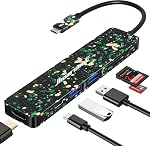 Hiearcool USB C Hub pour MacBook – 7-in-1 USBC Adaptateur avec 4K HDMI, 100W PD, USB 3.0 5Gbps Ports, SD/TF Lecteur de cartes – USB-C Dongle pour bureau, réunions, voyages & Home Setup-Space Gris