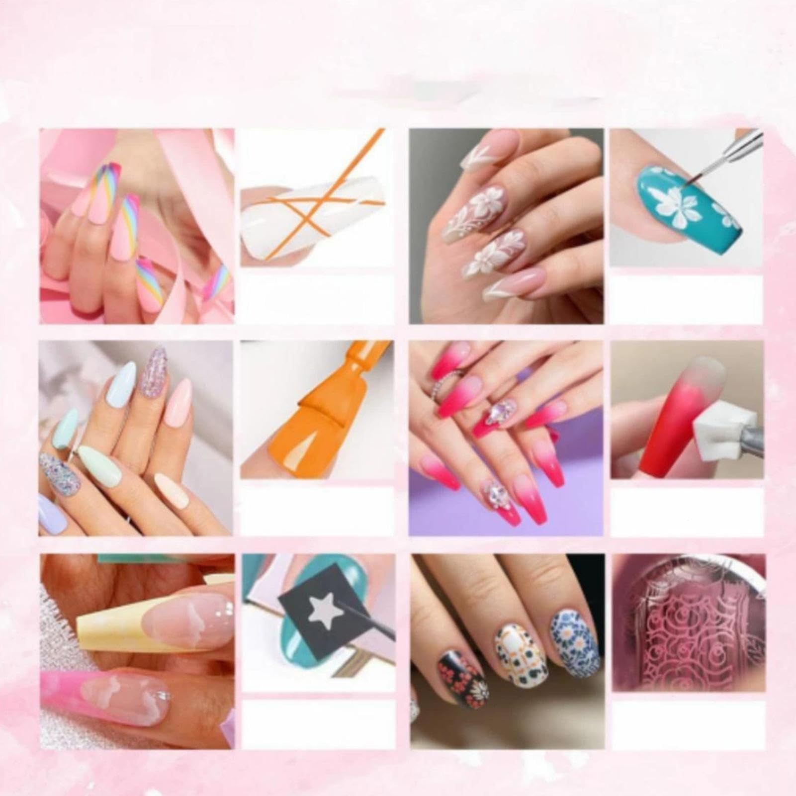 60 Farben Patt-Gel Set für Ombren & Blush Nails - No-Wipe UV Gel hochpigmentiert, Nail ArtSet mit Schwamme & Pinseln für Farbverlauf, Profis ManiküreSet für Anfänger & Studio, 120ml