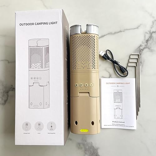 Miniatura 9 de Linterna de campamento, 14000 mAh, luces telescópicas recargables para campamento, soporte magnético integrado con altavoz, linterna LED portátil