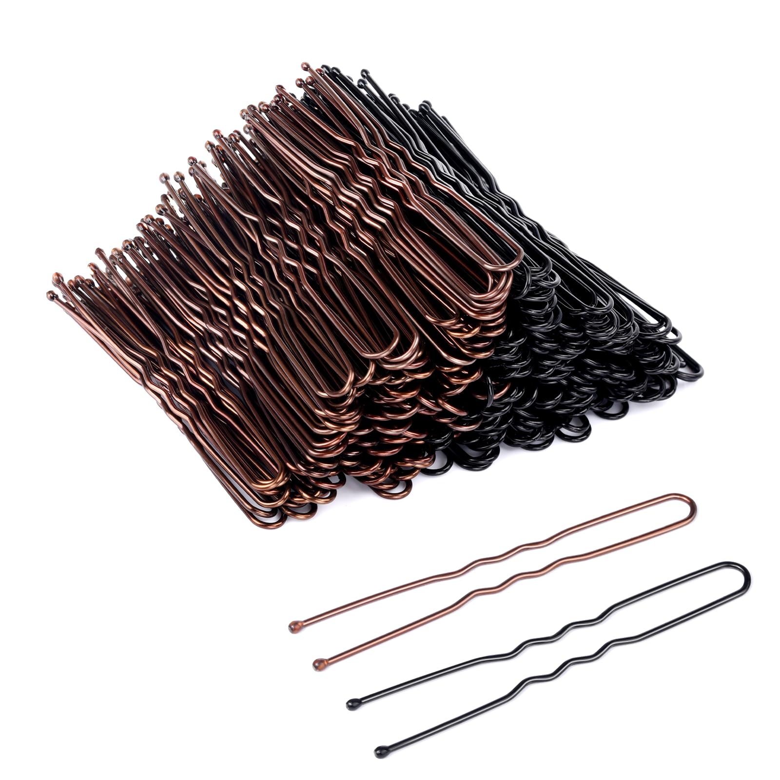 TsMADDTsHair Pins, 2.4IN 50PCS Brown and 50PCS Balck U Shaped Hair Pins for Women, Ballet Bun Hairstyles with Storage Box