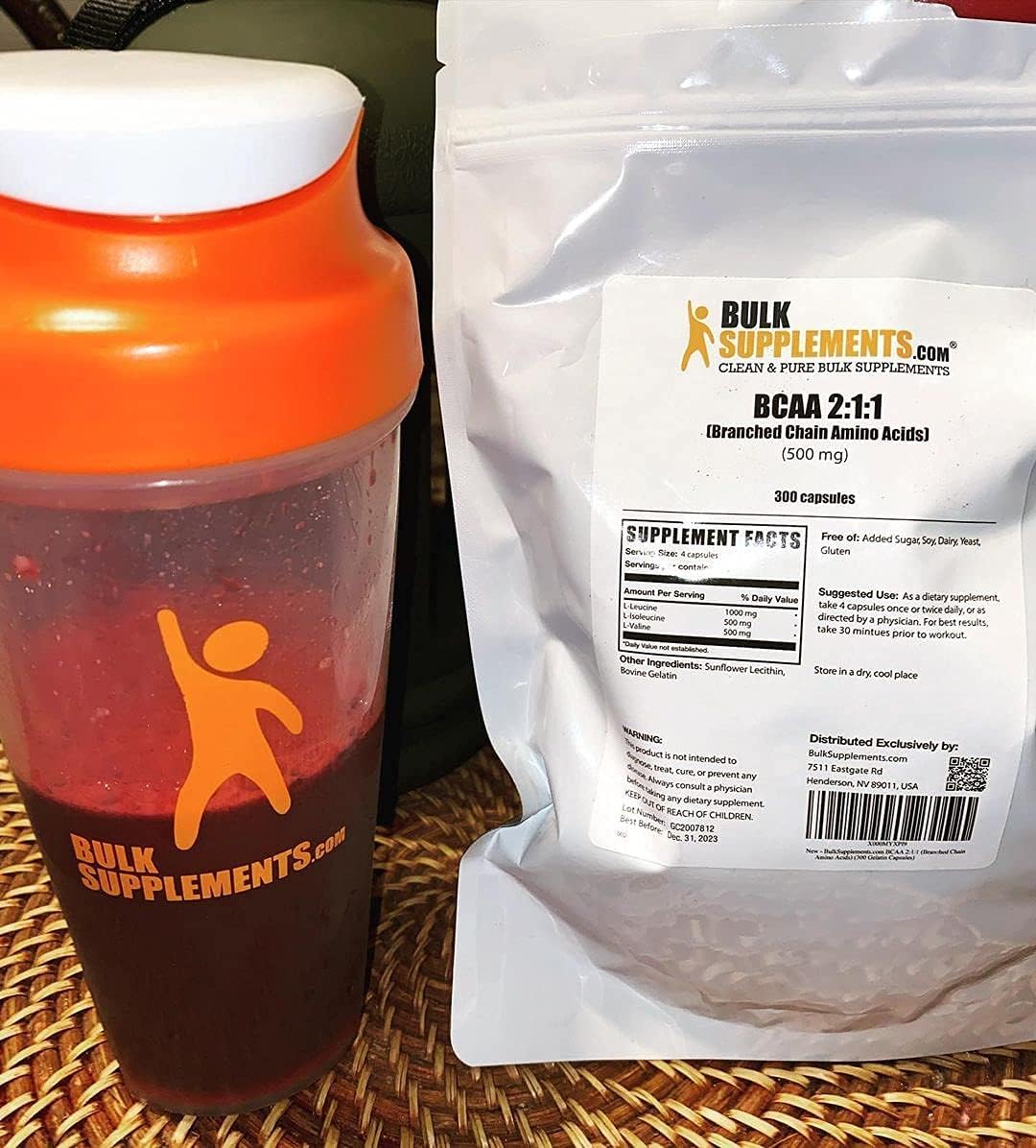 BulkSupplements BCAA 2:1:1 (Branched Chain Amino Acids) Powder - BCAA Supplement - Pre-Workout Powder (500 Grams - 1.1 lbs) : Health & Household
