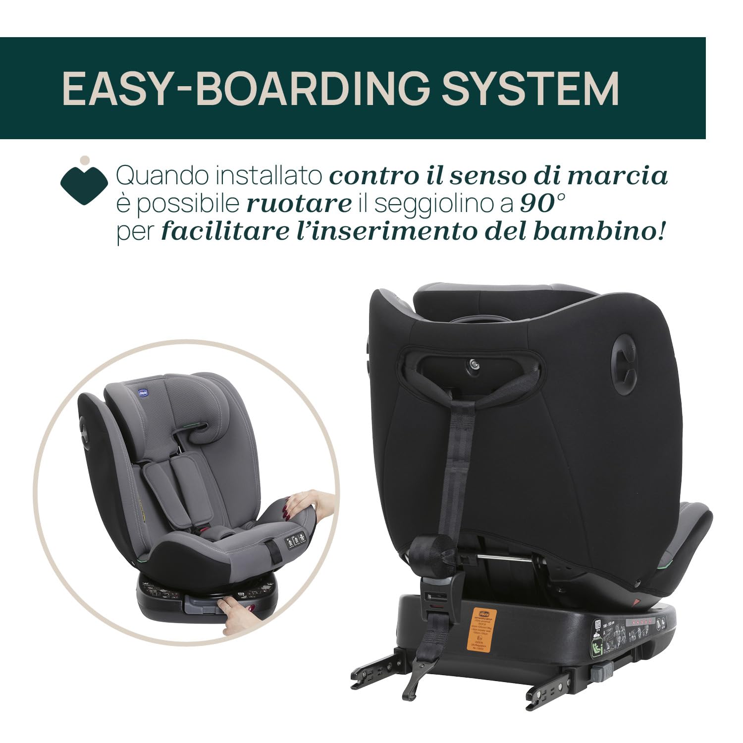 Chicco Unico Evo I-Size, Seggiolino Auto 0-36 Kg, omologato ECE R129/03, Isofix Girevole A 360° E Reclinabile, Gruppo 0+/1/2/3 Da 0 A 12 Anni