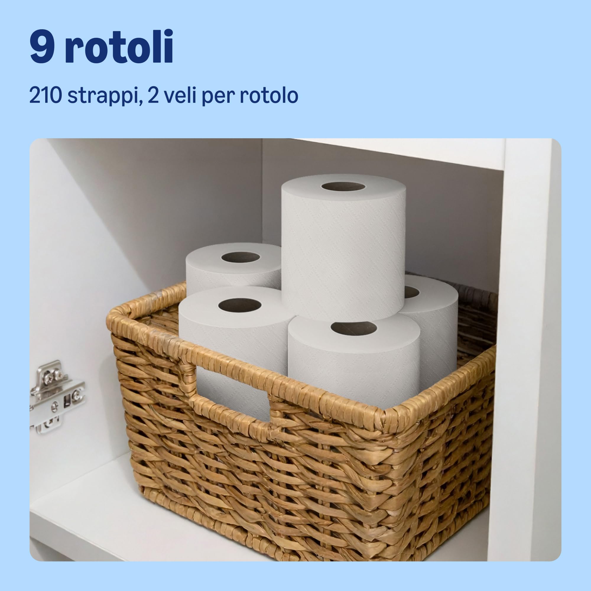 by Amazon, Carta Igienica Morbida, 2 Veli, 9 Rotoli (1 Confezione da 9), 210 strappi per Rotolo, Certificata FSC