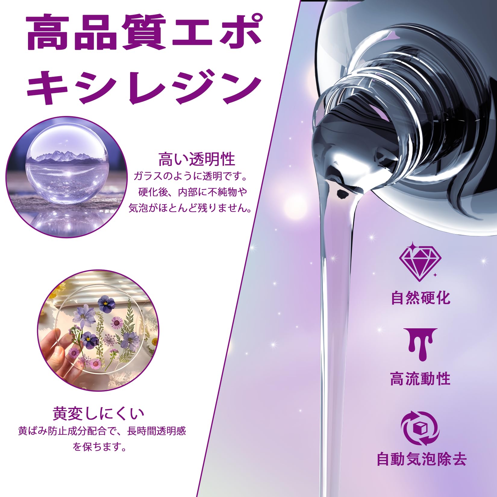 Amazon | エポキシ樹脂 2液性レジン液 480ml/16fl.oz 高い透明 黄ばみ