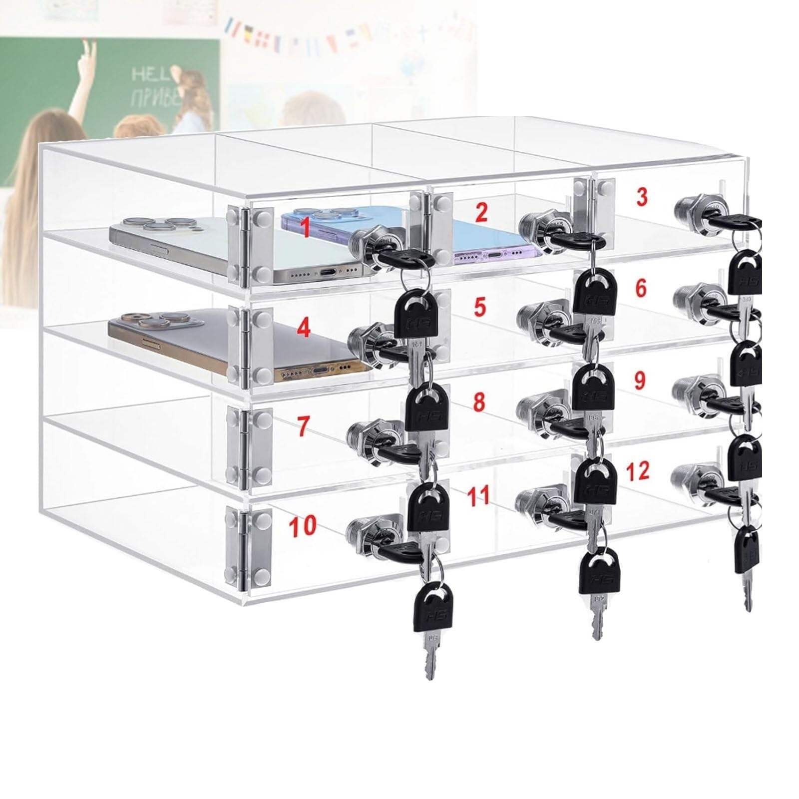 Caja de Almacenamiento para teléfonos móviles Soporte acrílico para teléfonos móviles Caja de Almacenamiento de Escritorio Caja de Almacenamiento de Pared acrílica para teléfonos móviles