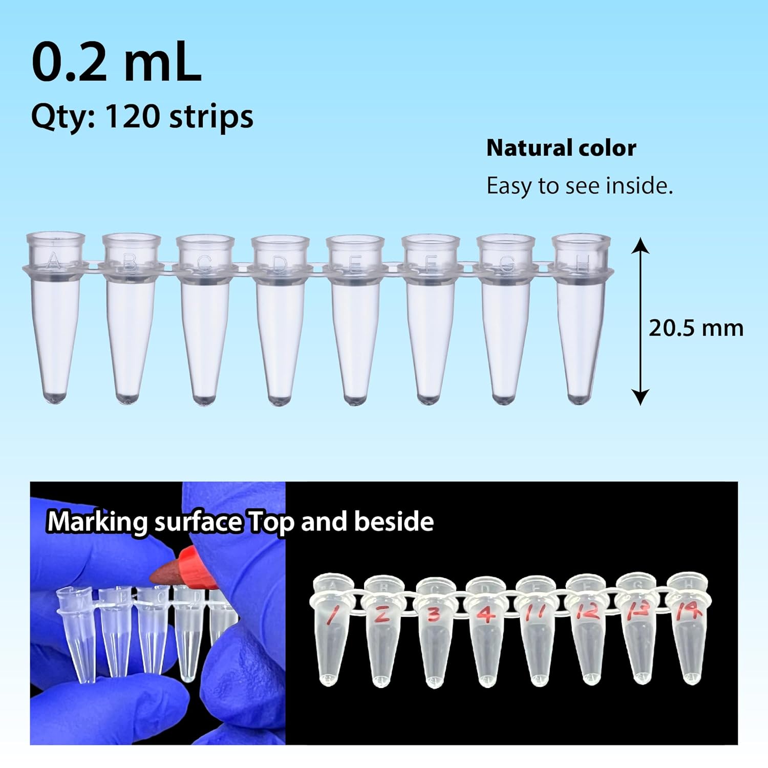 137-333C, 0.2 mL, 8-Strip PCR Tube Without Cap, 120 Strips, Natural Color, Autoclavable, Made in Japan/Kobe