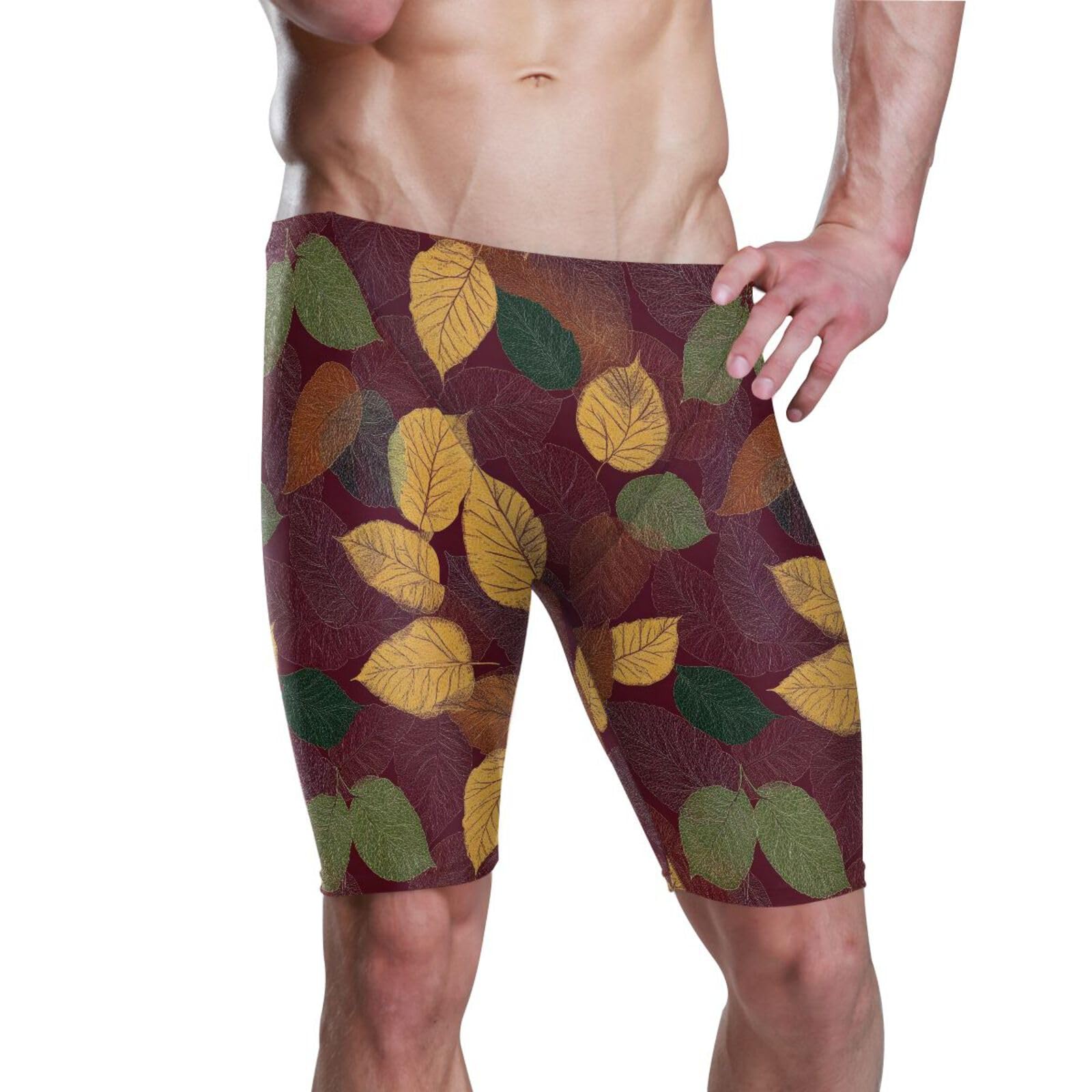 UMIRIKO Mens Swim Shorts Trunks Swimsuit Autumn Leaves Thankgiving Men's Athletic Swimwear Jammers XL 202b8179