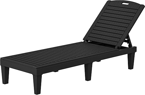 YITAHOME Tumbona para exteriores, tumbona de plástico para piscina con respaldo de 5 posiciones, fácil montaje y resistente al agua para patio y