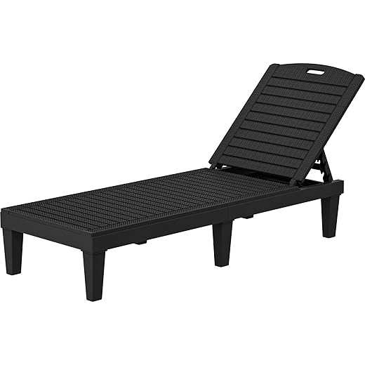 YITAHOME Chaise Outdoor Lounge Chairs with Adjustable Backrest, Sturdy Loungers for Patio & Poolside, Easy Assembly & Waterproof & Lightweight with 265lbs Weight Capacity, Set of 2, Dark Grey