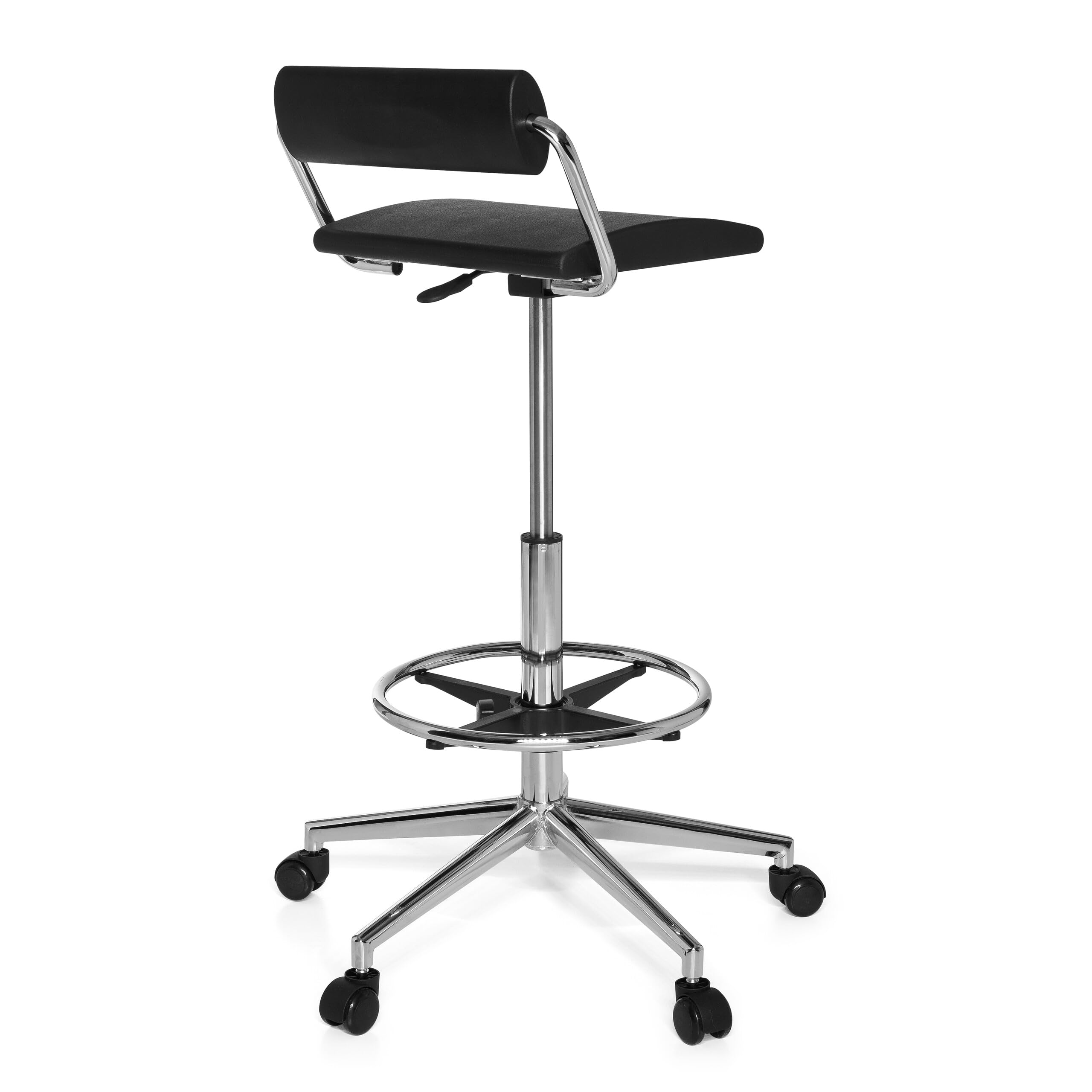 hjh OFFICE 665170 Silla de Trabajo y Giratorio Top Work 28 Espuma Duro Negro Cromado, Ajuste de Altura Extremo, Soporte Lumbar