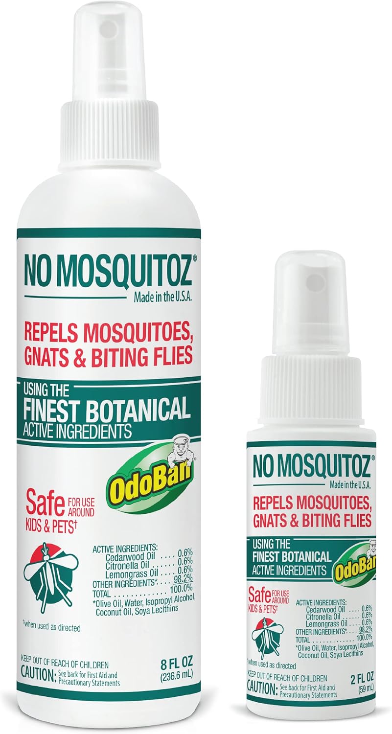 No Mosquitoz Botanical Insect Repellent, DEET-Free, Made with Natural Essential Oils, Non-Greasy Formula, Made in The USA, Woodsy Scent, 4 Ounce Spray Bottle