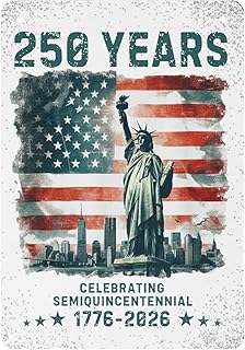 250 Years America Anniversarys 1776 2026 Statue of Libertys Vintage Sign 12x8 Inch