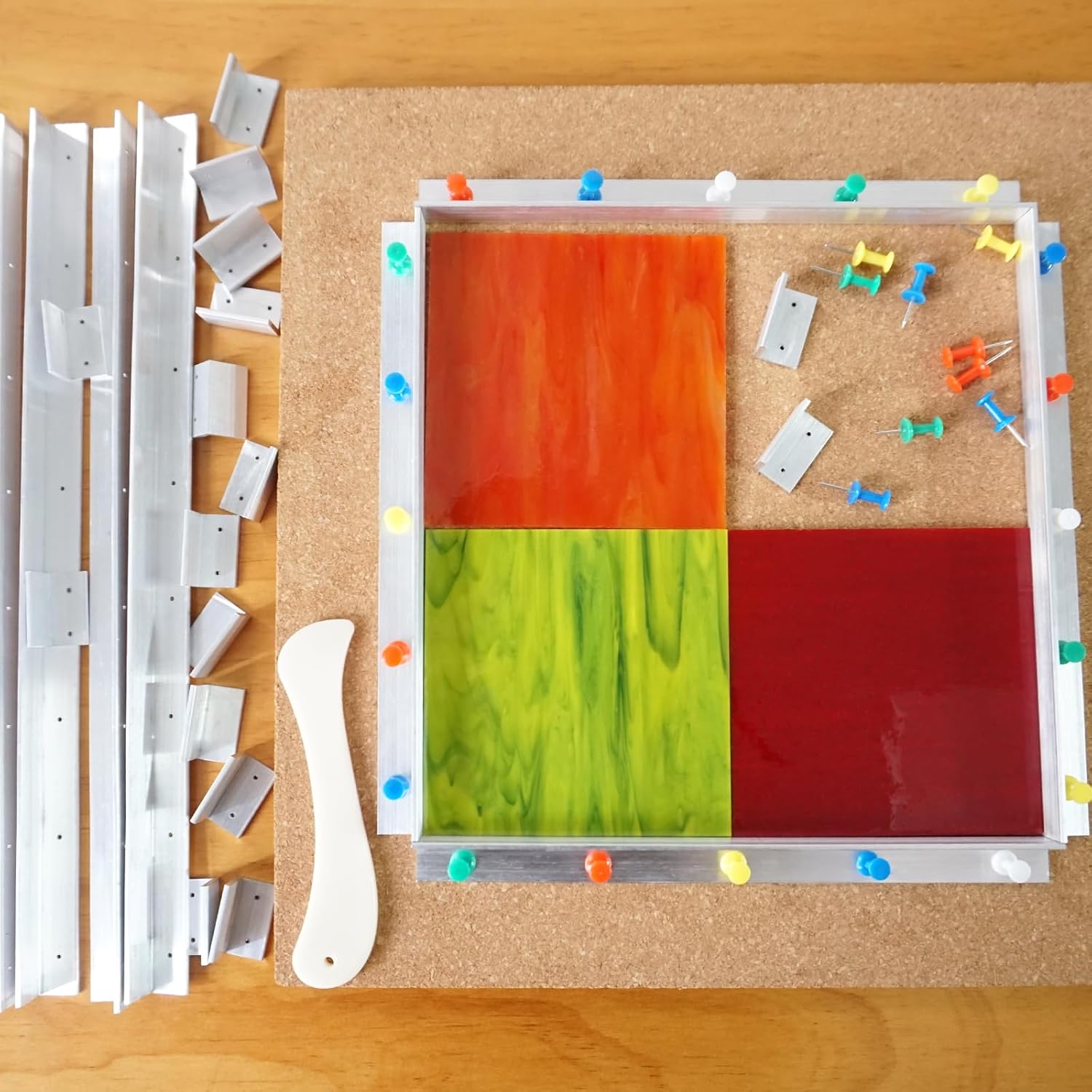 ZAWAGIIK Layout Block System for Stained Glass Panels 12" 6" 1" Pack of 24 Layout Block System for Stained Glass Supplies and Tools with 80 Push Pins for Stained Glass Making Craft