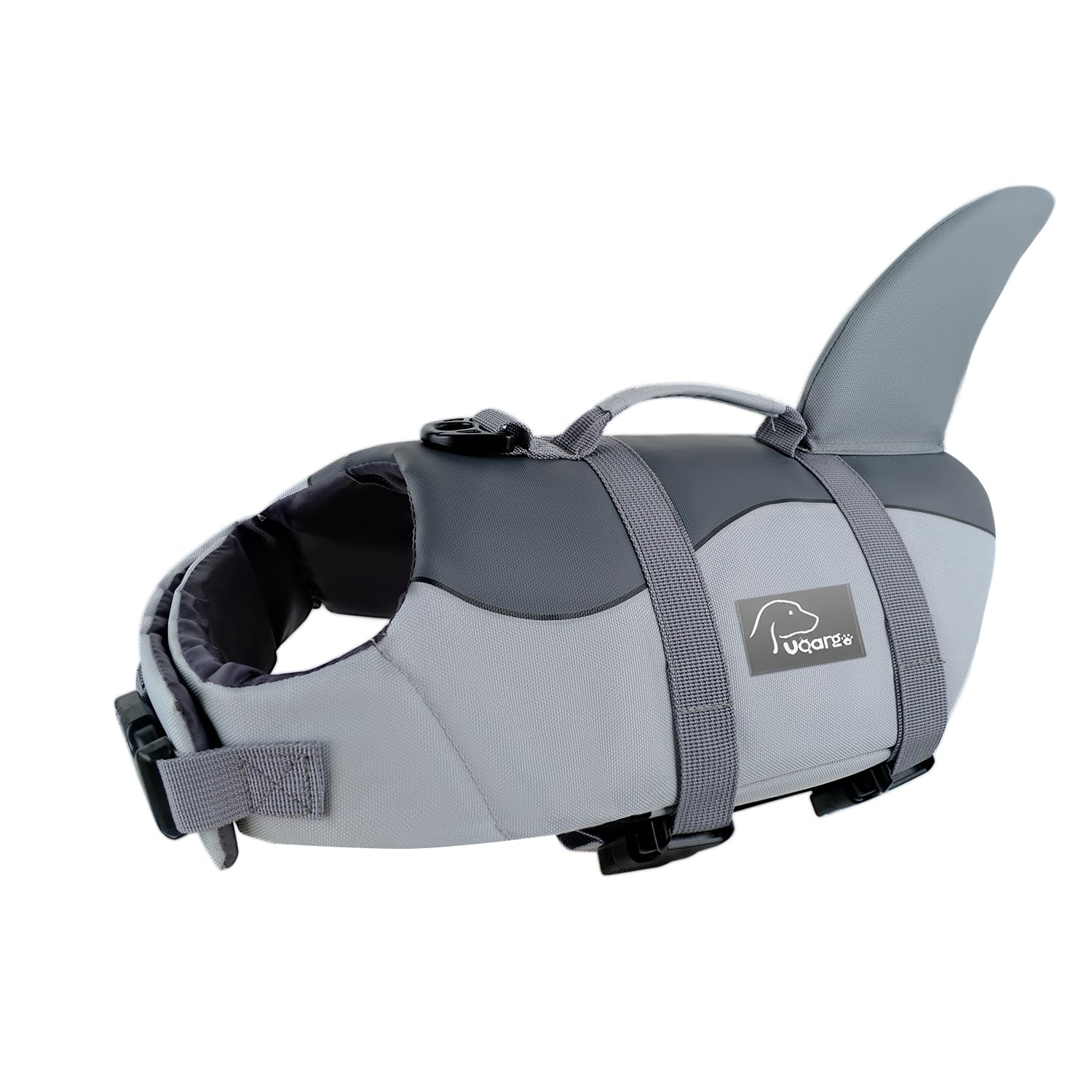 Voarge Giubbotti di salvataggio per cani squalo, Salvagente Cane Squalo con Manico e Catarifrangente, Pet Gilet di sicurezza Costumi da bagno Dog Life VestGrigio, S M (Grau, XS)