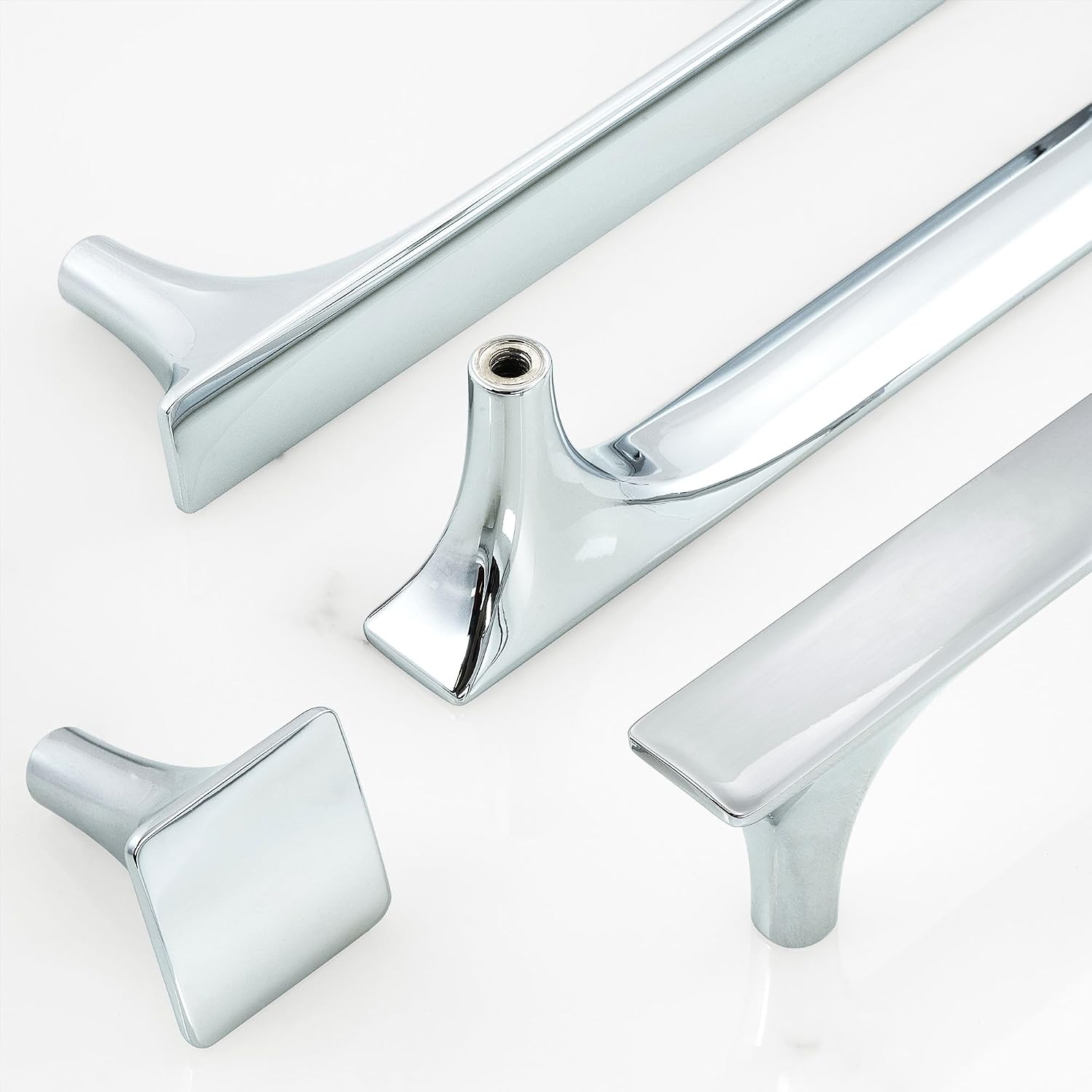 HESTIA HARDWARE 10 Pack Handles for Cabinets and Drawers | 3 Inch (76mm) Center to Center Polished Nickel Cabinet Pulls | Chrome Kitchen Cabinet Handles, Drawer Pulls (Z15.3in.10.P)