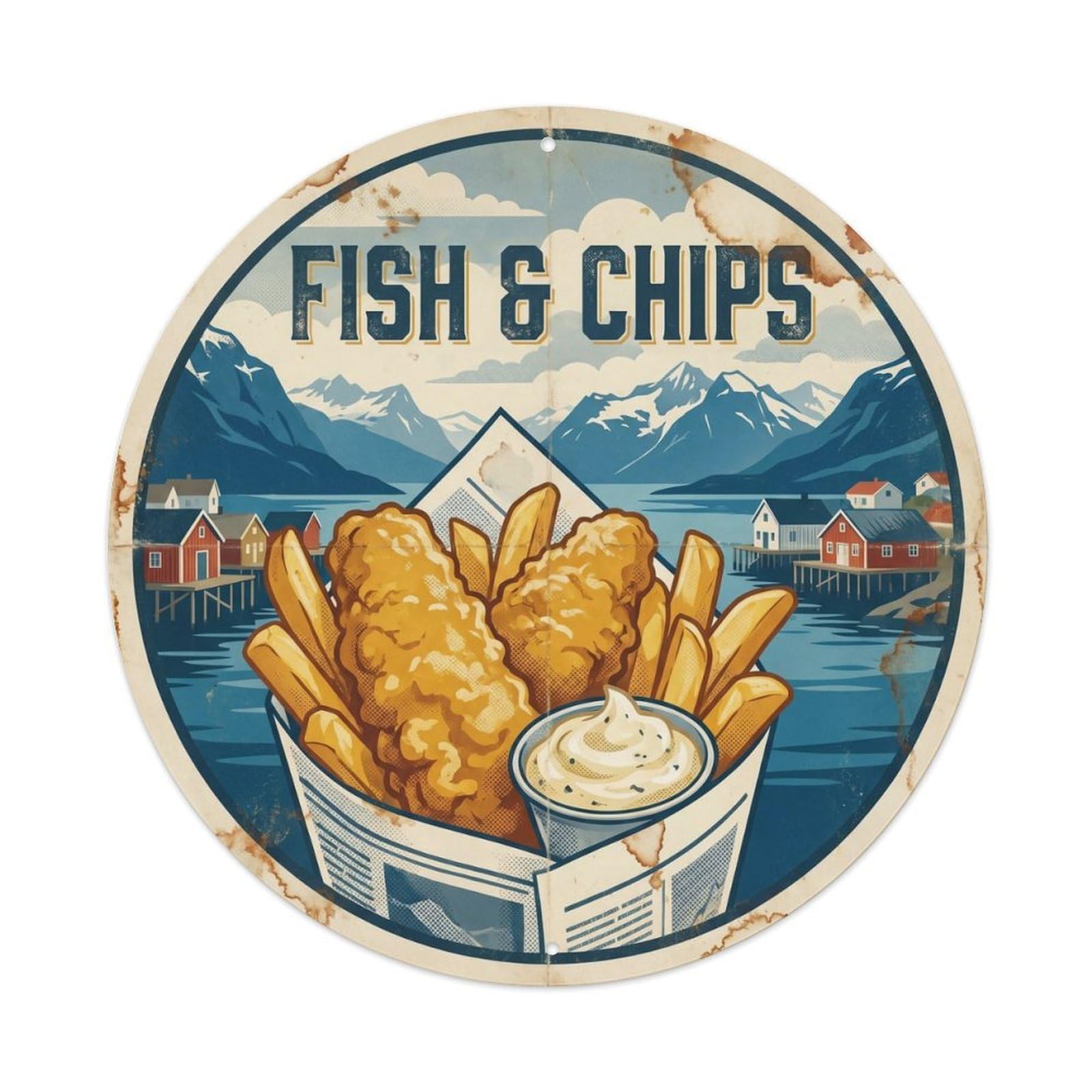 Snack Culture Fried Fish Regional Screenprint Travel Metal Tin Sign
