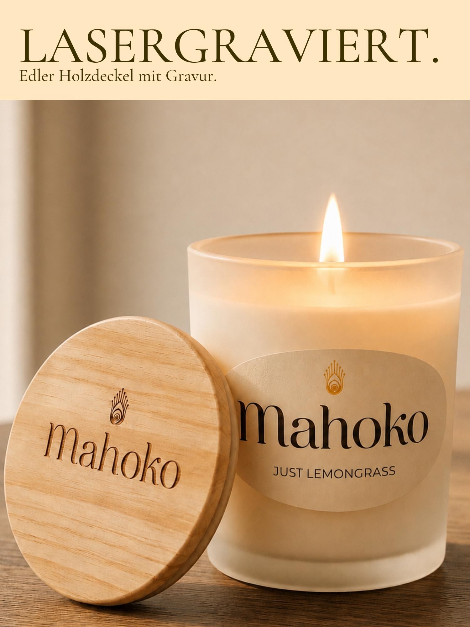Duftkerzen im Set - Duftkerzen im Glas mit Holzdeckel - 100% Sojawachs - 45h Brenndauer - Duftkerze als Geschenk für Frauen (3, Weiß, Calming Sunset)
