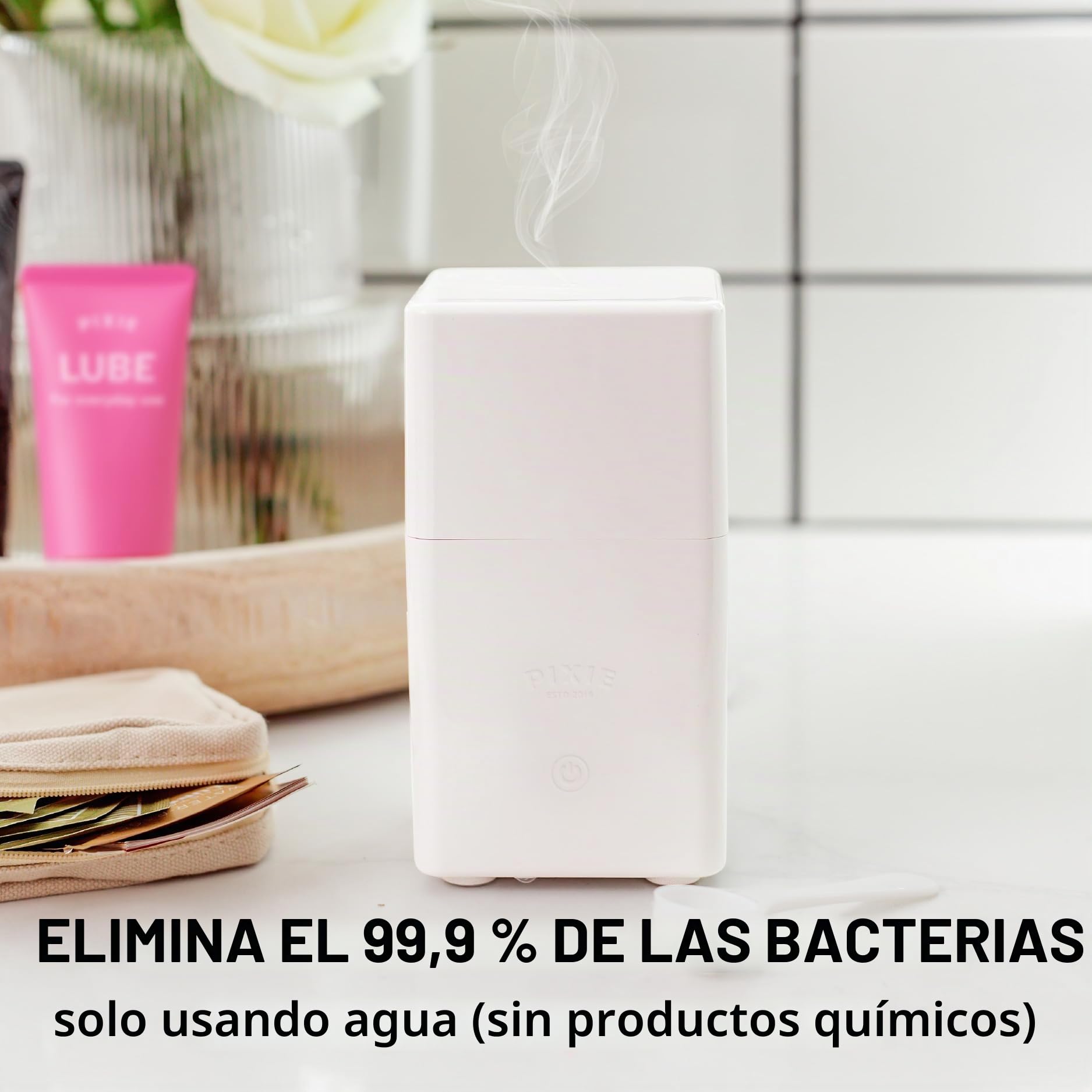 Esterilizador de copa menstrual Pixie + Pixie Cup grande y pequeño - Mata el 99.9% de los gérmenes con la solución de vapor limpiador de copa menstrual - El esterilizador de copa menstrual funciona en