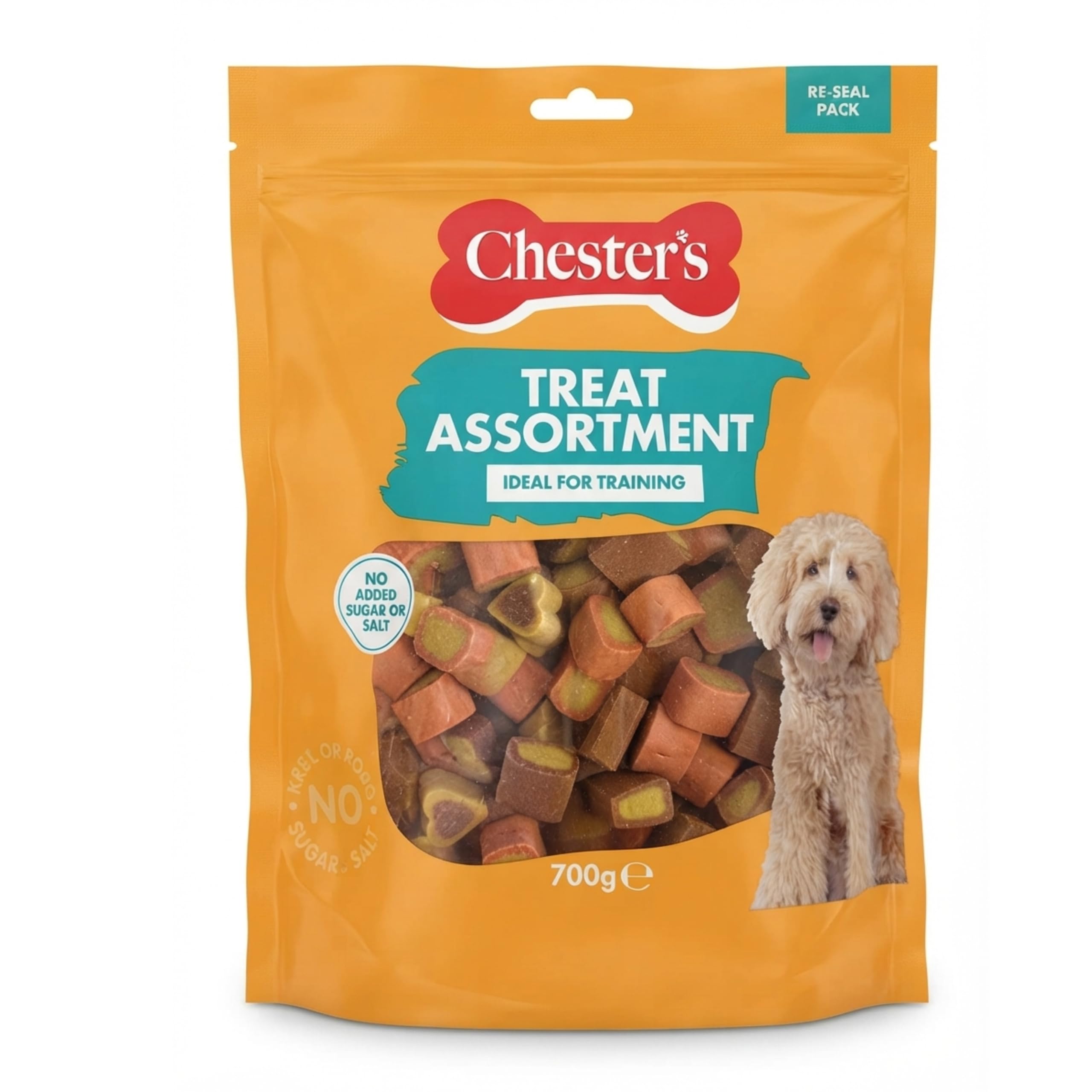 Chester's Treat Assortment Dog Treats, Mixed Training Treats for Dogs, Resealable Reward Treat Variety Pack, Complementary Adult Dog Snacks for Everyday Rewards