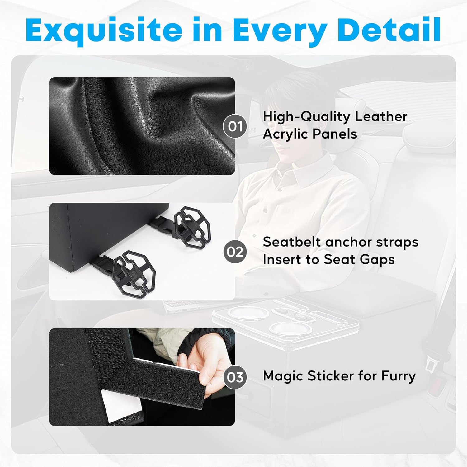 Center Console Organizer, Rear Bench Seat Armrest Organizer with Fast Phone Charging & Cup Holders, Automotive Center Storage Box Upgraded 7-Color Adjustable LED Lighting for Car Minivan Van Truck