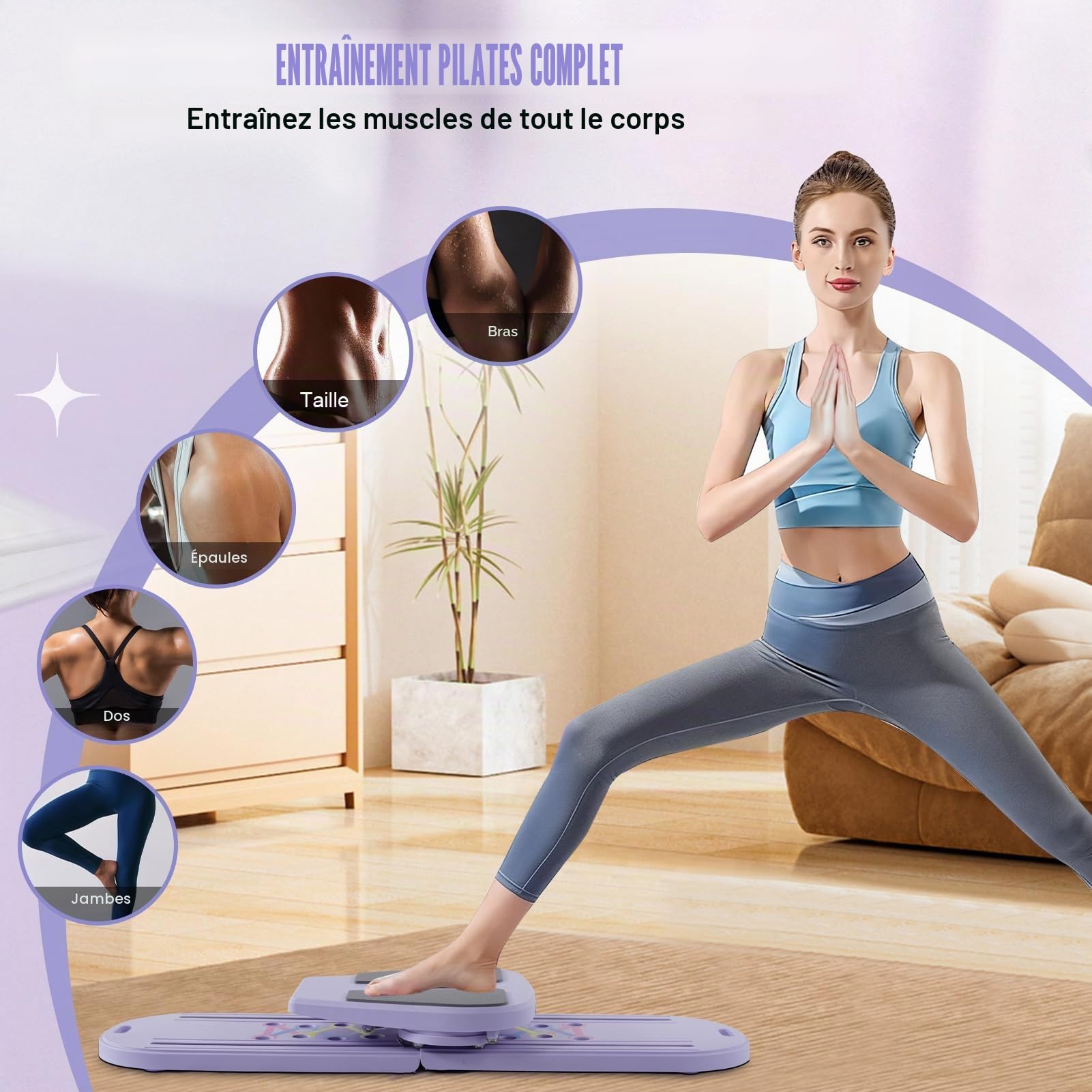 Plateau de Pilates - Ensemble de Reformer de Pilates, Plateaux de Pilates 6 en 1 pour l'entraînement à domicile, Plateaux de Pilates Reformers portables et pliables, Plateau de Pilates