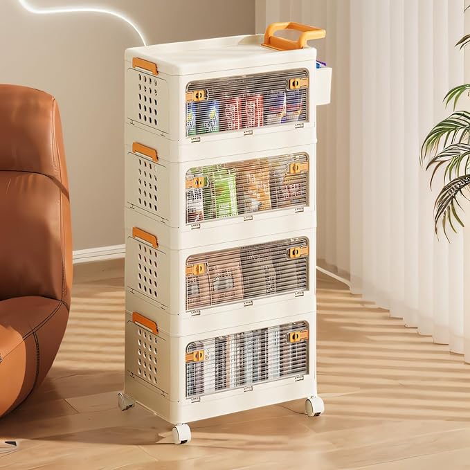 Timoau 4 Tier Stackable Plastic Storage Bins with Lid, 44