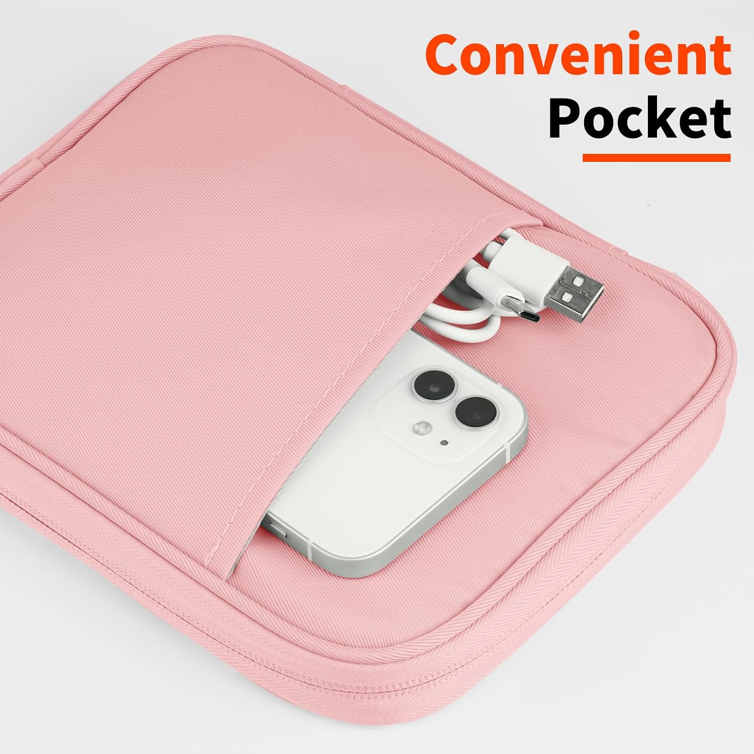 HoYiXi Universal Sleeve for 7-8 inch Tablet Fire HD 8/Fire HD 8 Plus Compatible iPad mini (6th Gen) 8.3" 2021, iPad mini 5/4/3/2/1, Tab A8, 7"-8" inch Android Tablet Sleeve Case-Pink