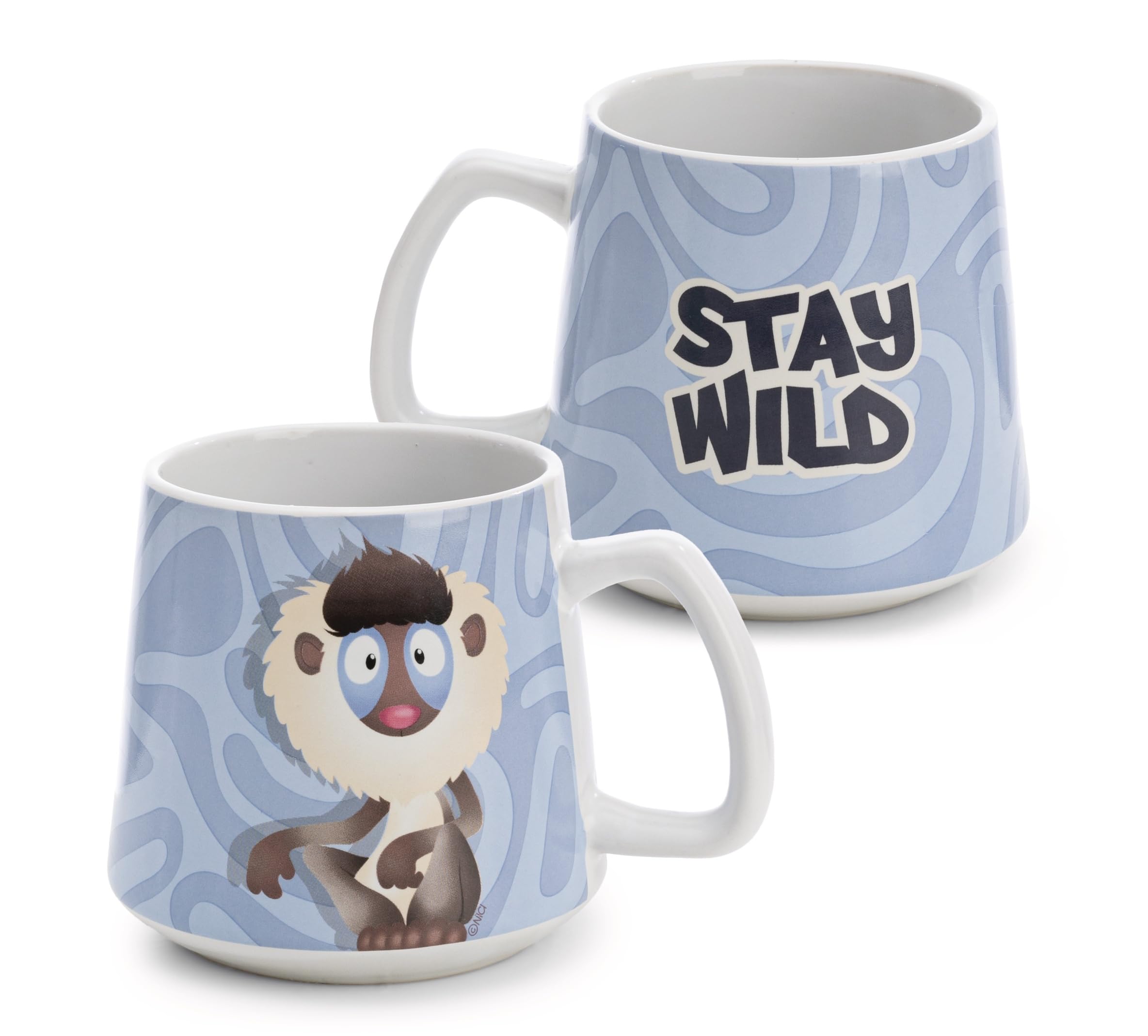 NICI 62762 Mandrill Mug, Porcelain Mug, Lovingly Designed, Cute Accessory for Kitchen, Office & Home, for Favourite People, 380 ml, 8 x 9.5 cm, Blue